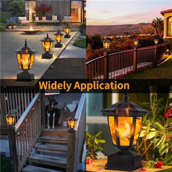 Dynaming Solar Flame Post Lights -‎ Flickering LED Lanterns, Waterproof, 6 Pack - Picture 5 of 7